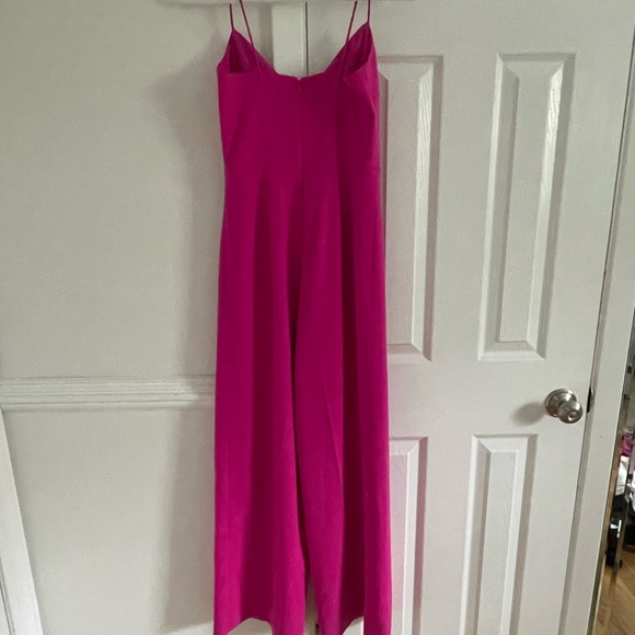 Jay Godfrey Bubblegum Barbie Pink Plunge Finley Jumpsuit Wide Leg Revolve - Picture 8 of 9
